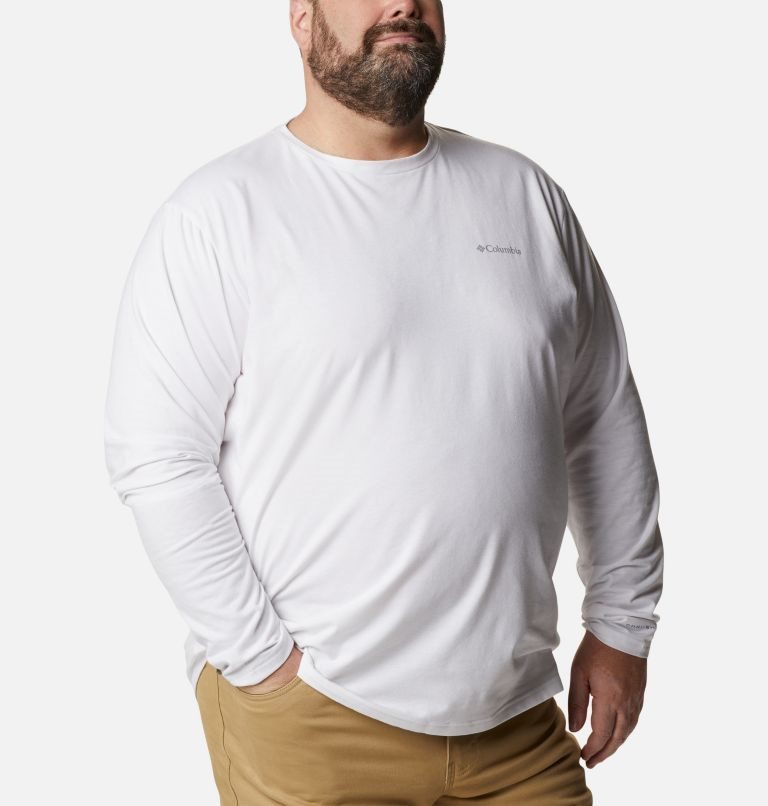 Men's Columbia Sun Trek Long Sleeve Sweatshirts White | Plus Size CA-K8A65